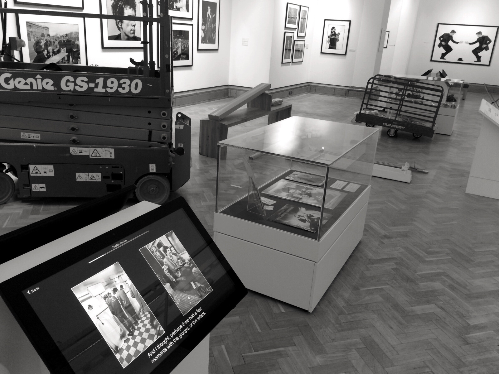 Figure 5, a photograph taken the week before the exhibition launch, with one of the 27