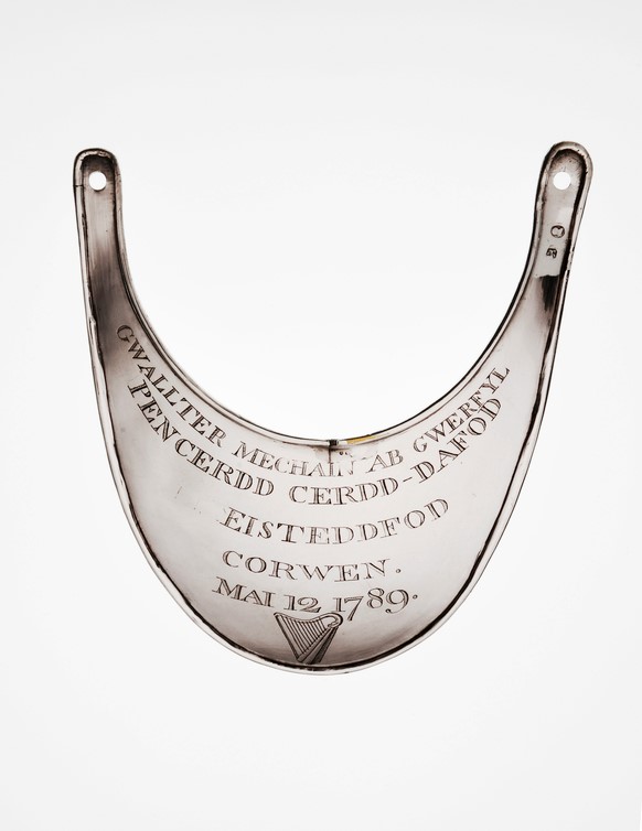 Silver gorget awarded at the Corwen eisteddfod, 1789