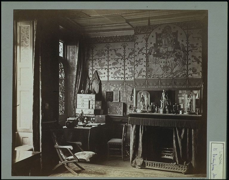 The office in William Burges’s chambers, 15 Buckingham Street, 1876 © Victoria and Albert Museum, London