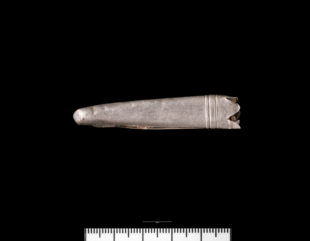 A picture of a Post-medieval silver scabbard chape found in Pembrokeshire