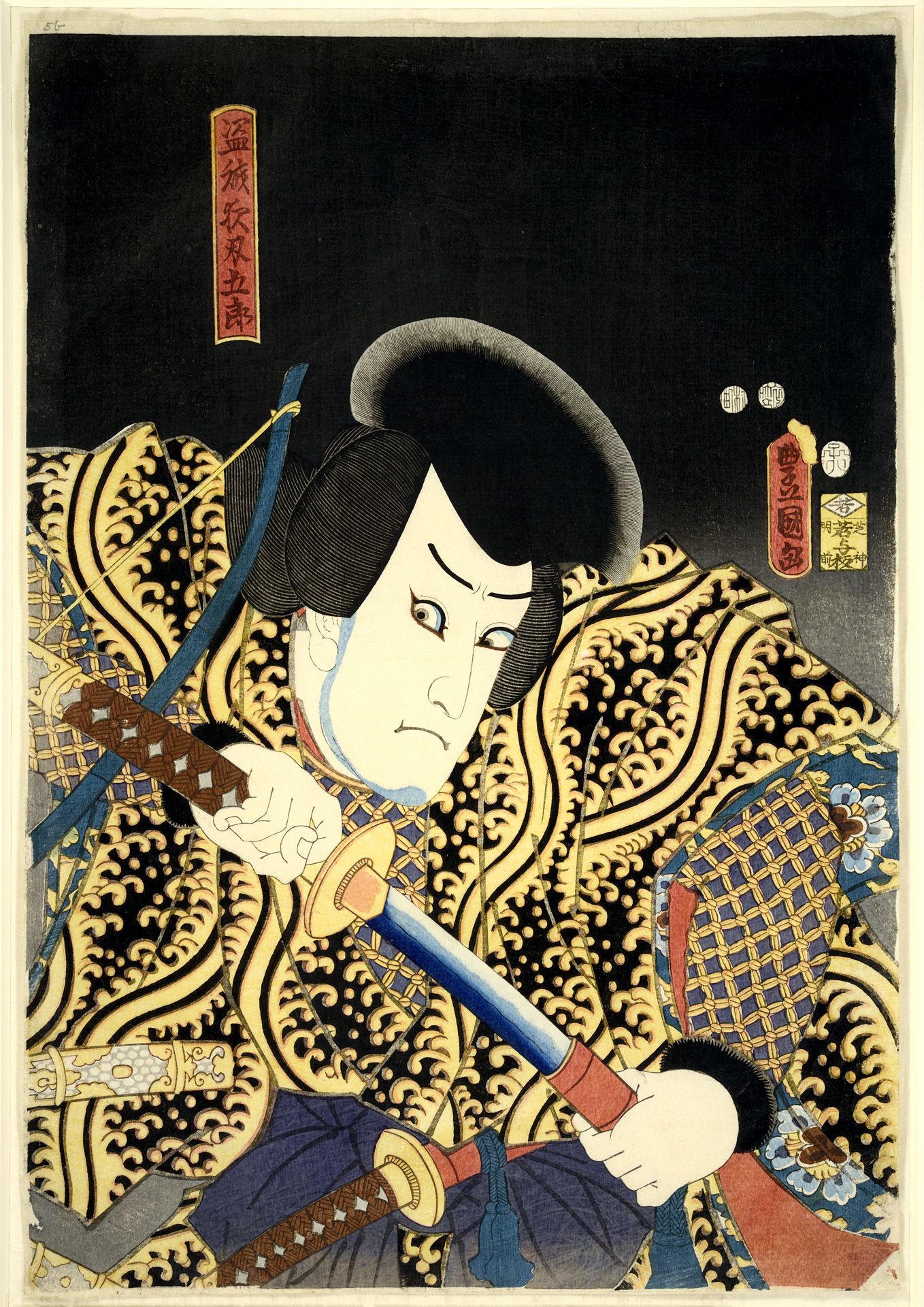 歌川国貞（1786年－1865年） 木版画 歌舞伎演目「児雷也豪傑譚話