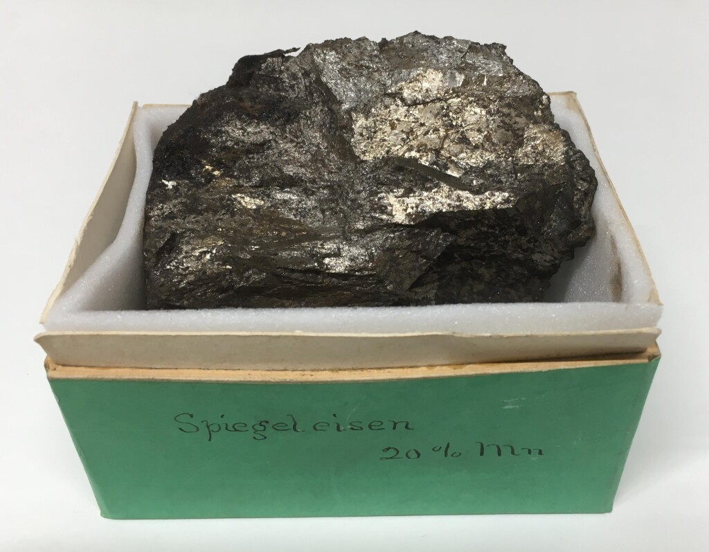 Spiegeleisen – a ferromanganese containing 20 % Mn. Specimen 8 cm across. NMW 95.14G.M.54. ex William Terrill collection no. 9.