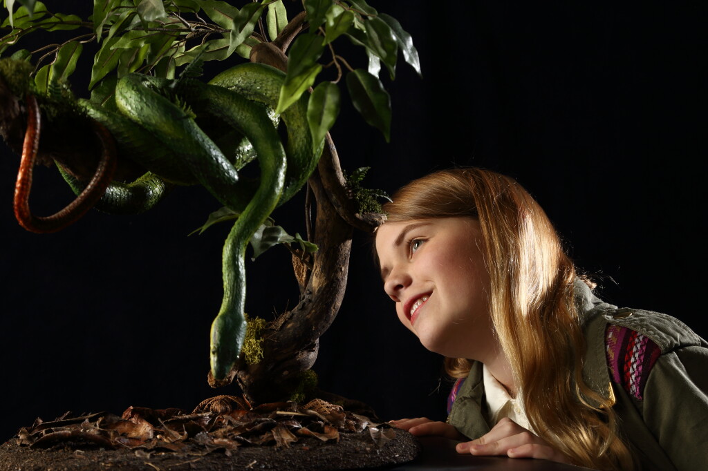 photo: girl and tree python