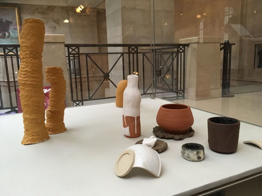 Photo of ceramics made by students, on display at National Museum Cardiff