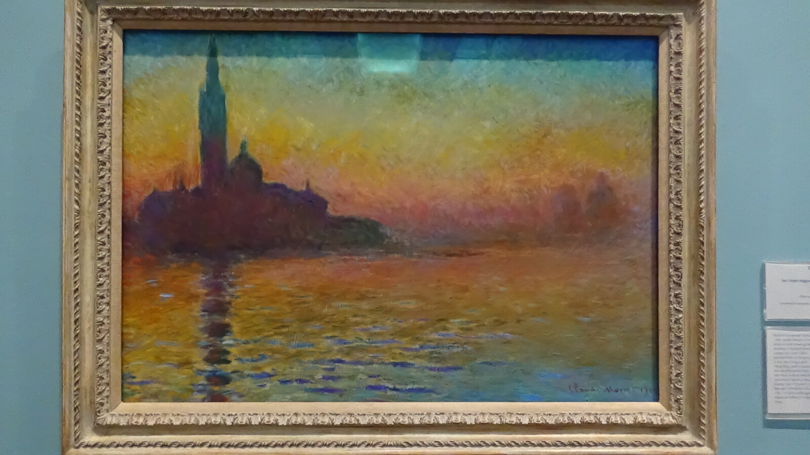 photograph of the Claude Monet painting San Giorgio Maggiore by Twilight, in the gallery at National Museum Cardiff