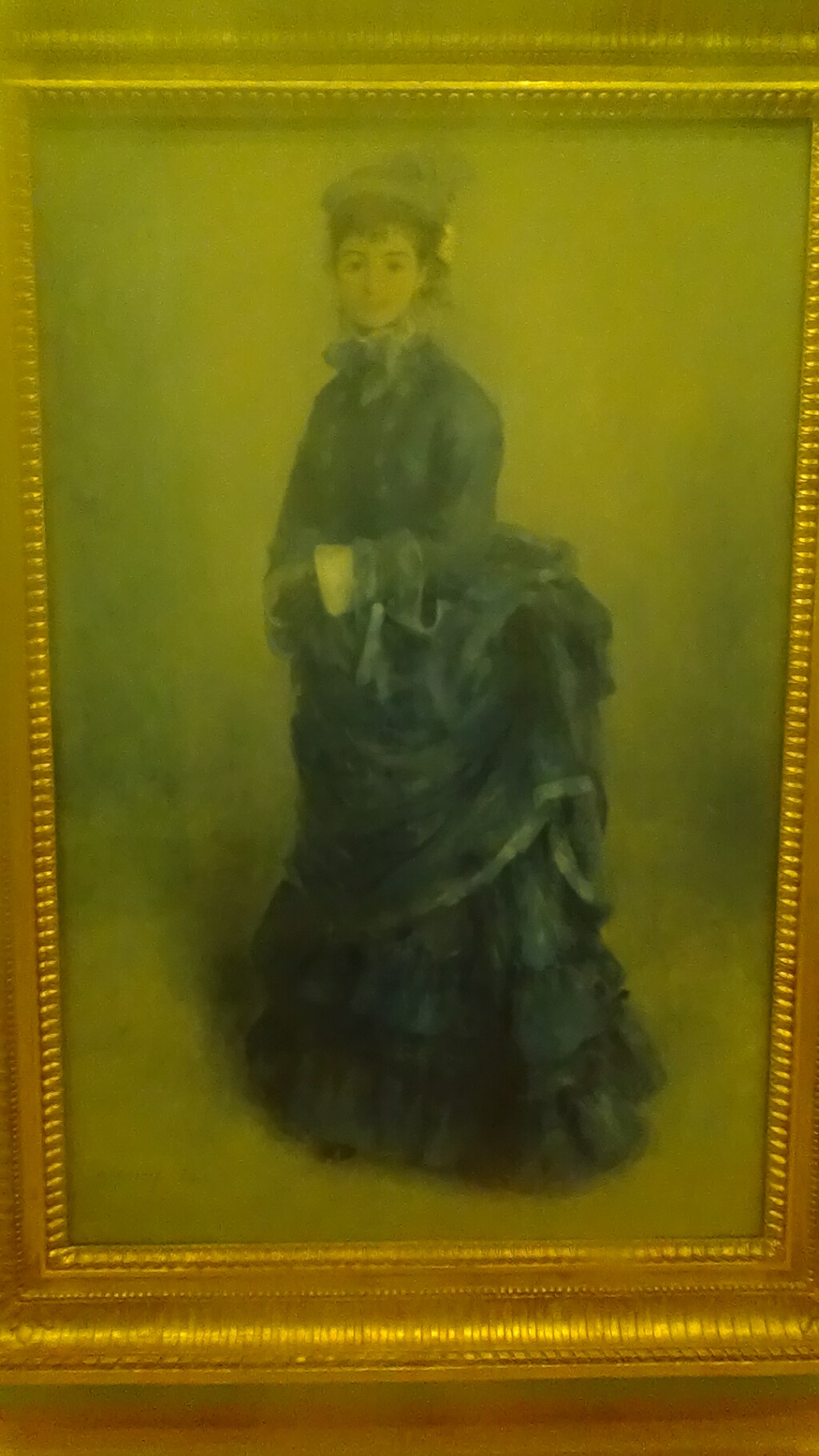 Photograph of the Renoir painting La Parisienne viewed through a yellow filter