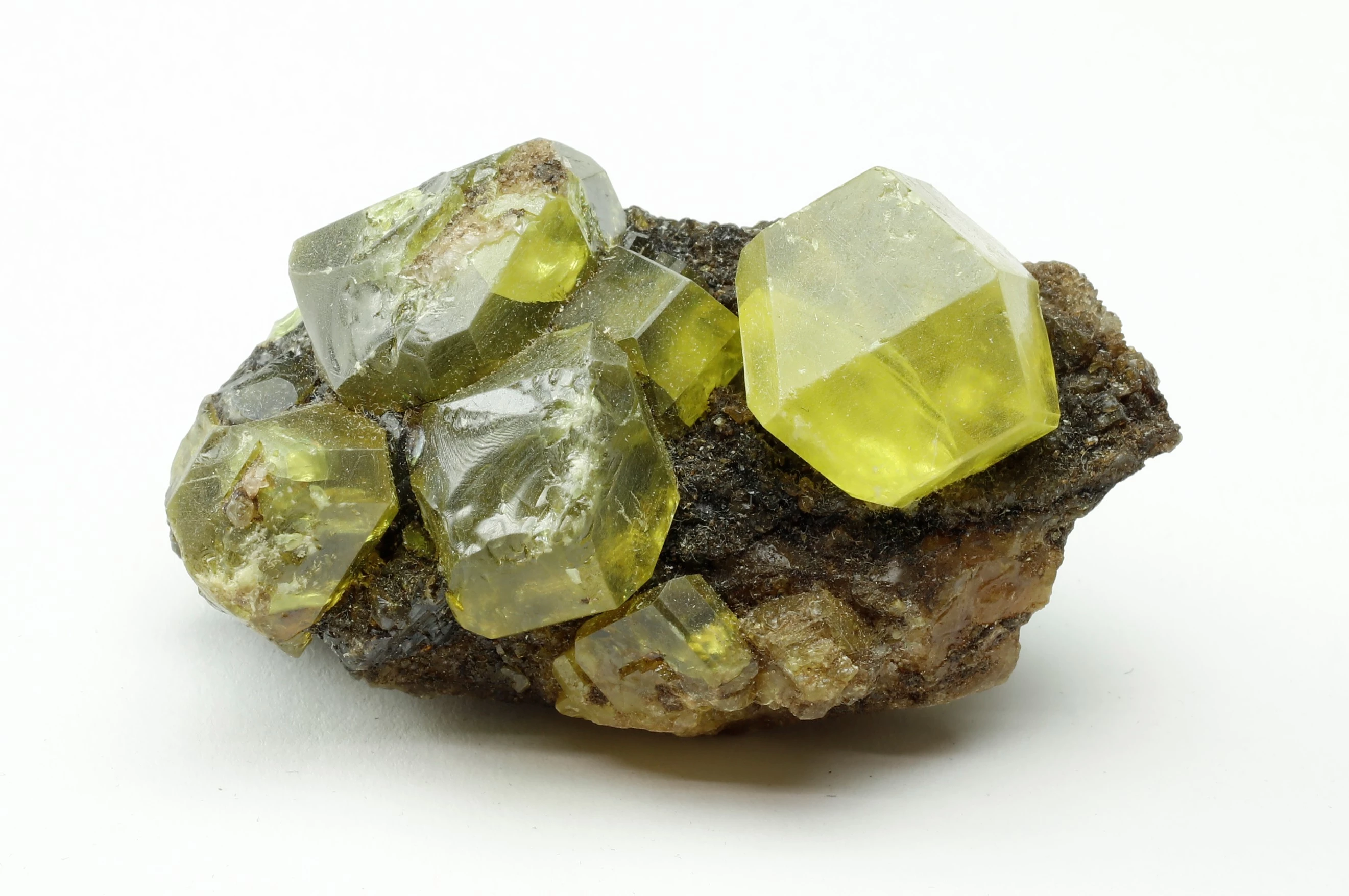Sulphur crystals (20 mm tall) from Agrigento, Sicily, Italy. NMW 83.41G.M.287