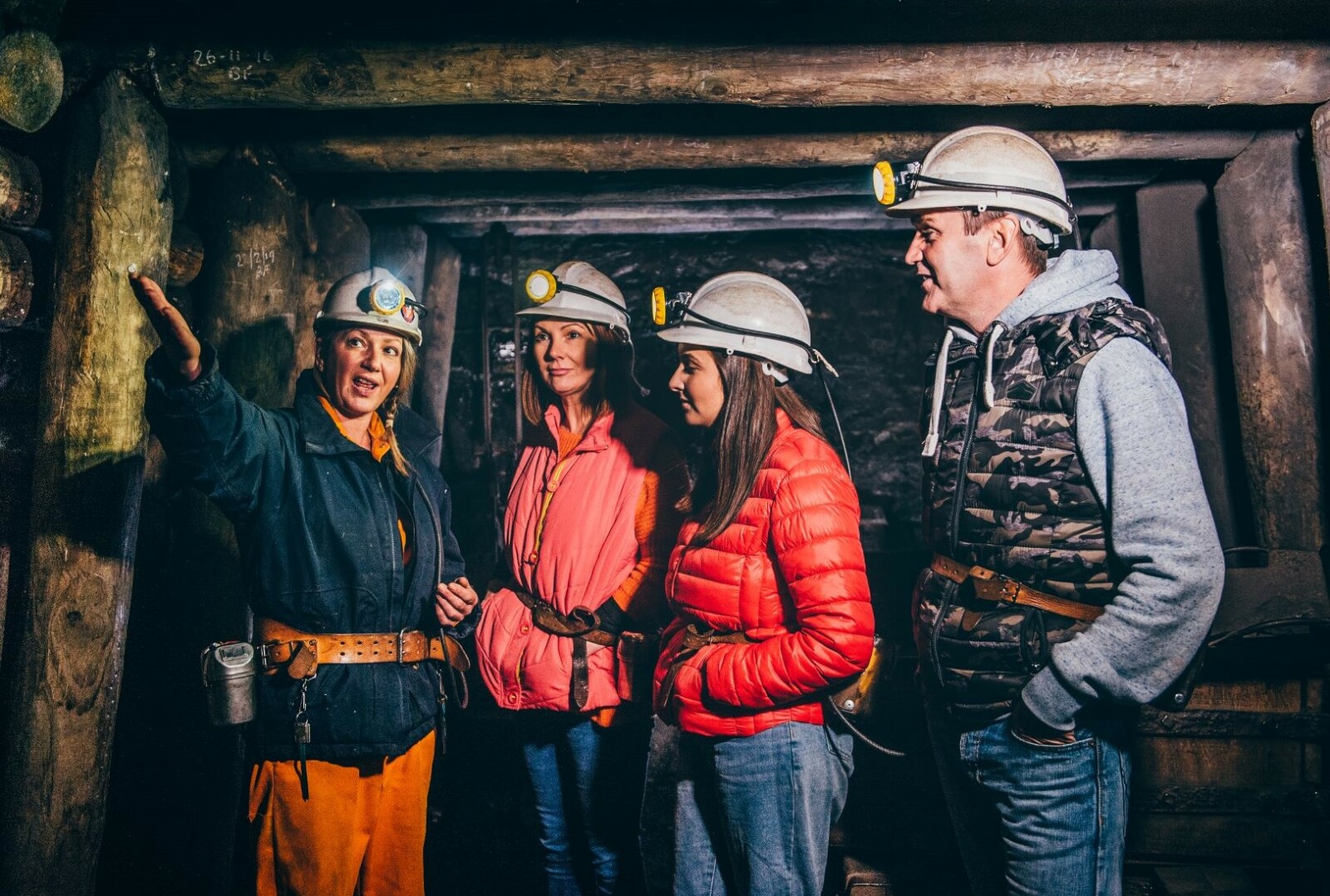 Family visiting Big Pit 