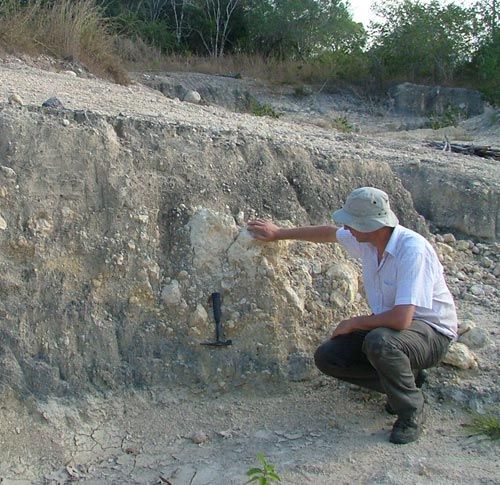Sampling ancient mud cores in Tanzania