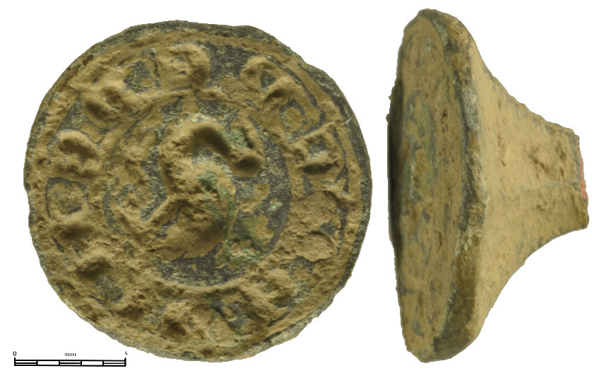 13th or 14th century seal showing the legend CREDE MICHI (Believe in Me). 