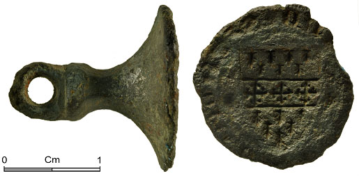 13th-14th-century seal bearing the arms of an unidentified family, found on the Gower (PUBLIC-6C62F1) © Portable Antiquities Scheme