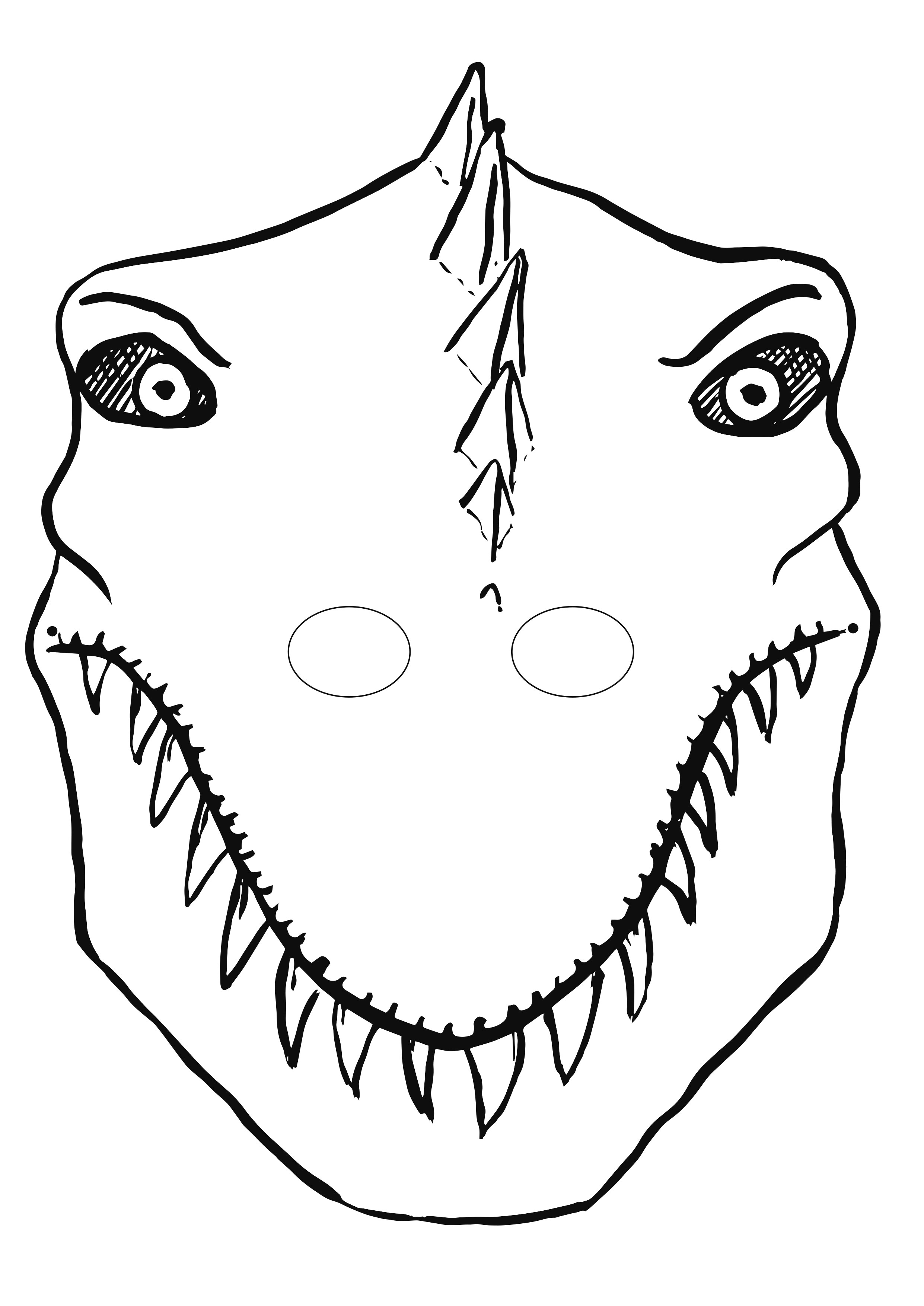 An outline illustration of a cartoon T rex  in black ink