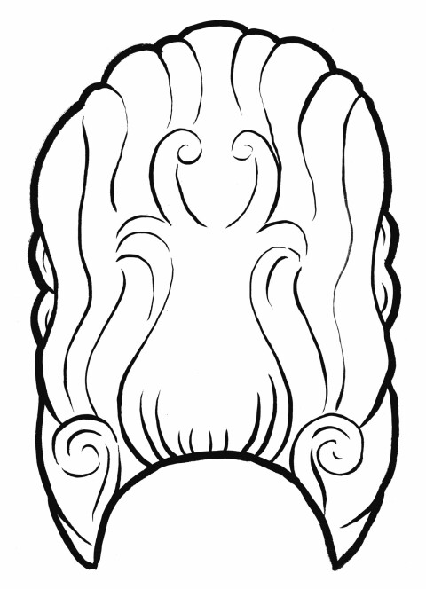 Drawing of a seventeenth century wig