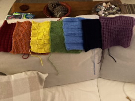 Multicoloured knitted squares