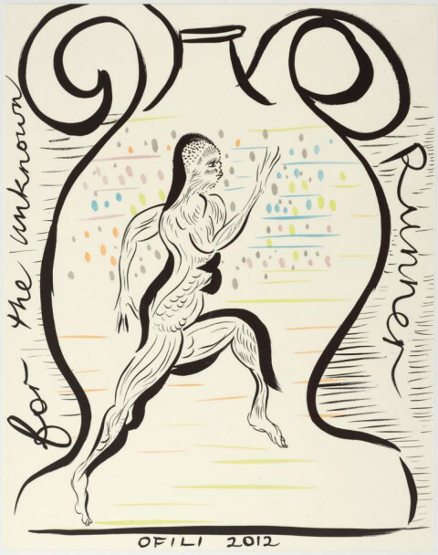 Artwork showing a person running