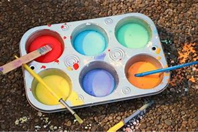 Photo of chalk paints in a tray