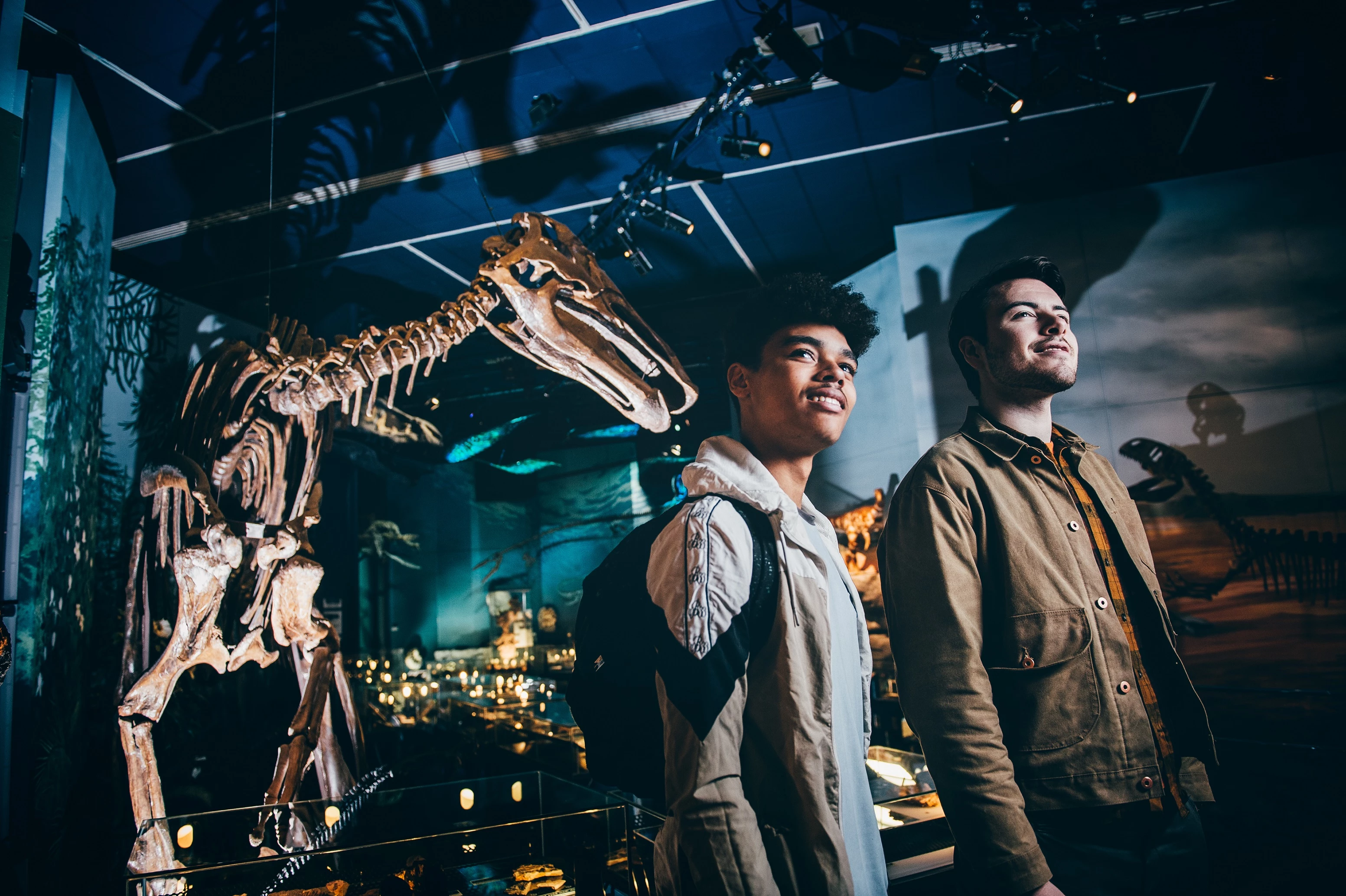 Two young men in the Evolution of Wales gallery