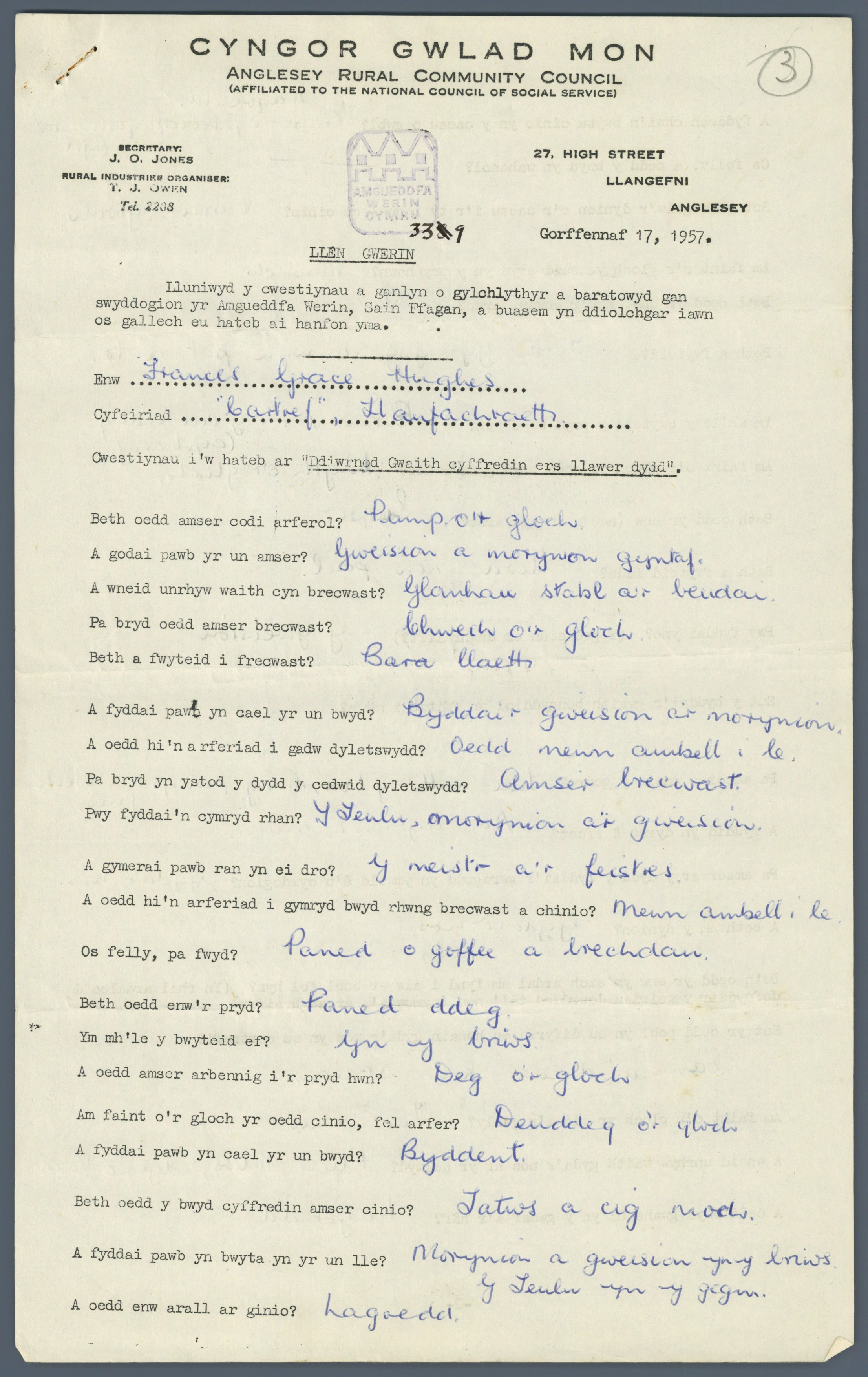 Questionnaire on Folk Culture