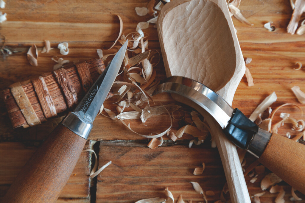 Image: Spoon carving course at St Fagans National Museum of History