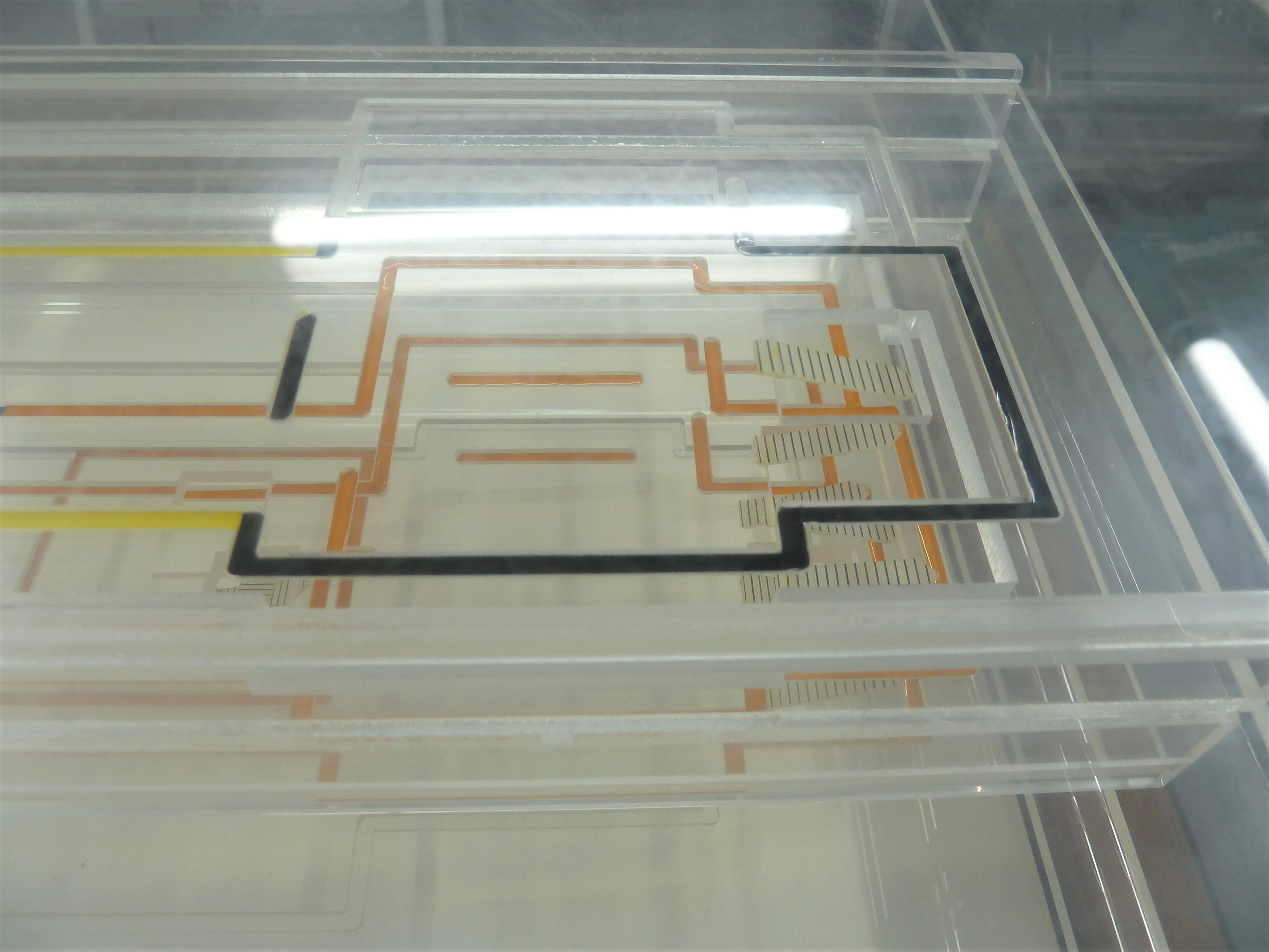 Detail of Perspex box model of National Museum Wales building in Cathays Park shown in process of conservation, designed by Christopher Shurrock [images courtesy of Jennifer Griffiths, Conservator]