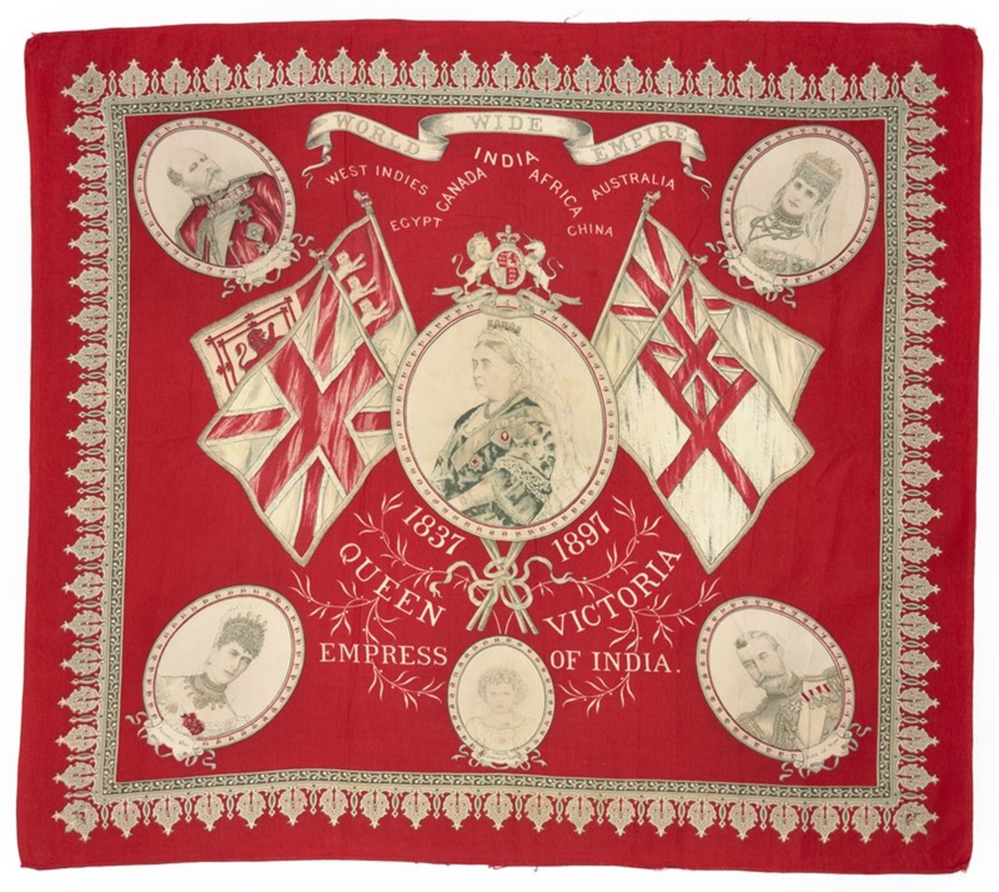 A red commemorative handkerchief