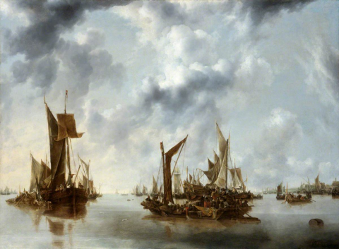 A painting of ships by Jan van de Capelle