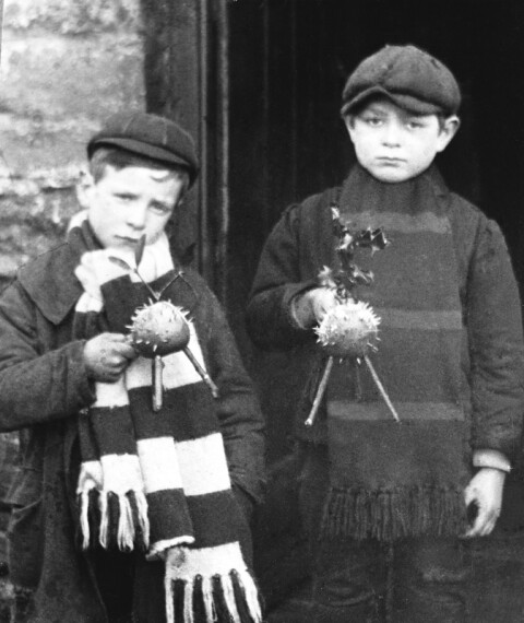 Two boys collecting Calennig in Llangynwyd c.1904 - 1910