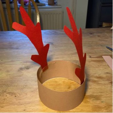 Photo of a headband with antlers made from card