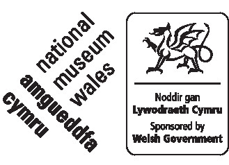 Welsh government logo combined with Amgueddfa Cymru logo as well