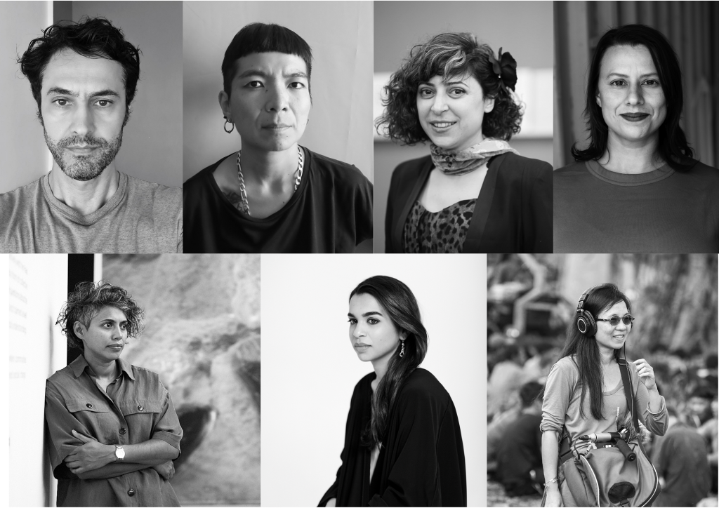 Black and white image of faces of the artists shortlisted for Artes Mundi 10