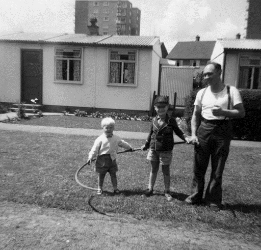 Family in the Gabalfa prefabs in early 60s