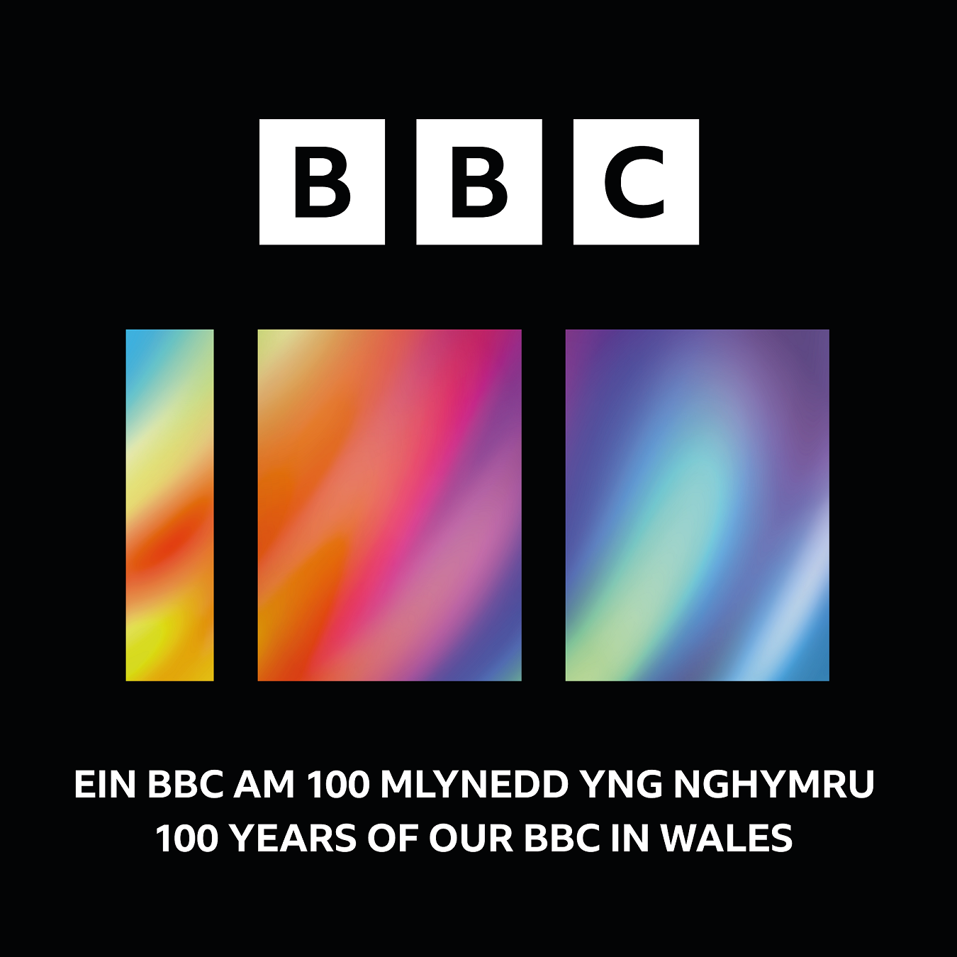 BBC 100 logo on black background