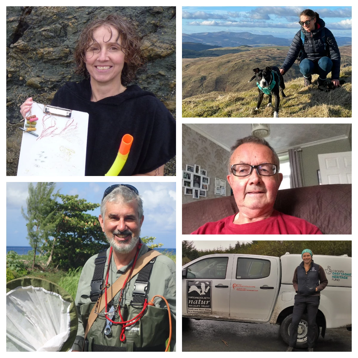 Speakers from Unknown Wales 2022 (clockwise from top left: Dawn Thomas, Chloe Powell-Jennings, Malcolm Frazer, Sarah Purdon, David Clements).