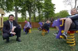 Alan Pugh, Minister for Culture, Welsh Language and Sport at the new playground in the Museum of Wel