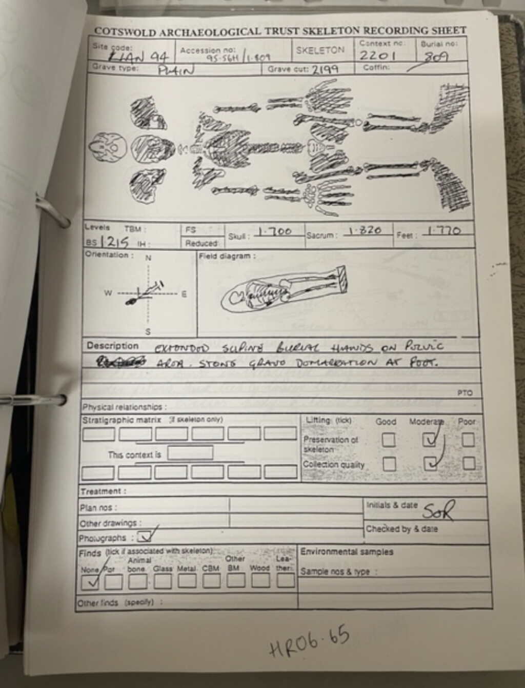 Skeleton recording sheets used by student placements. 