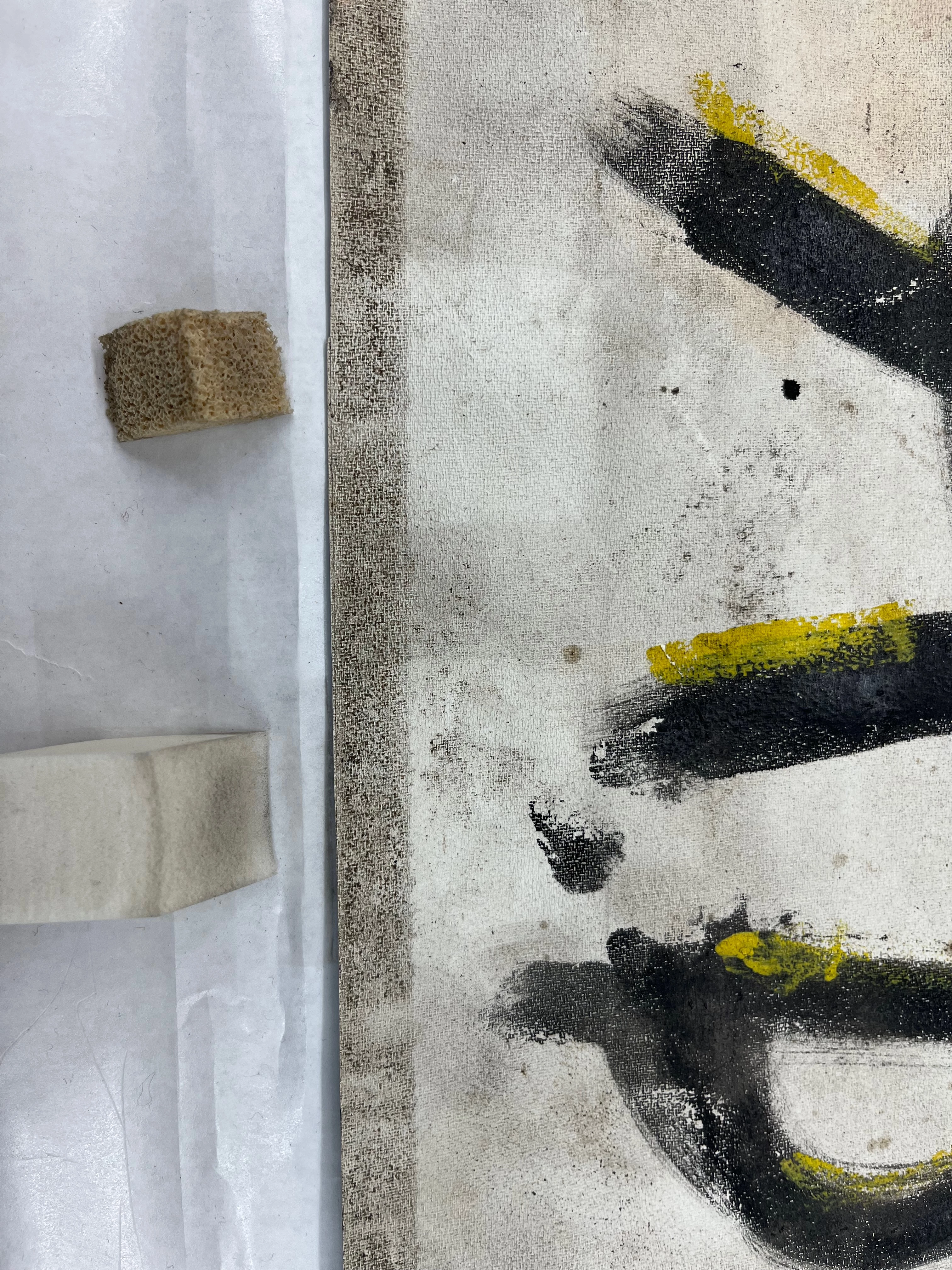 Sanctions Now Surface Cleaning Tests: Smoke Sponge (Left) vs Cosmetic Sponge (Right)