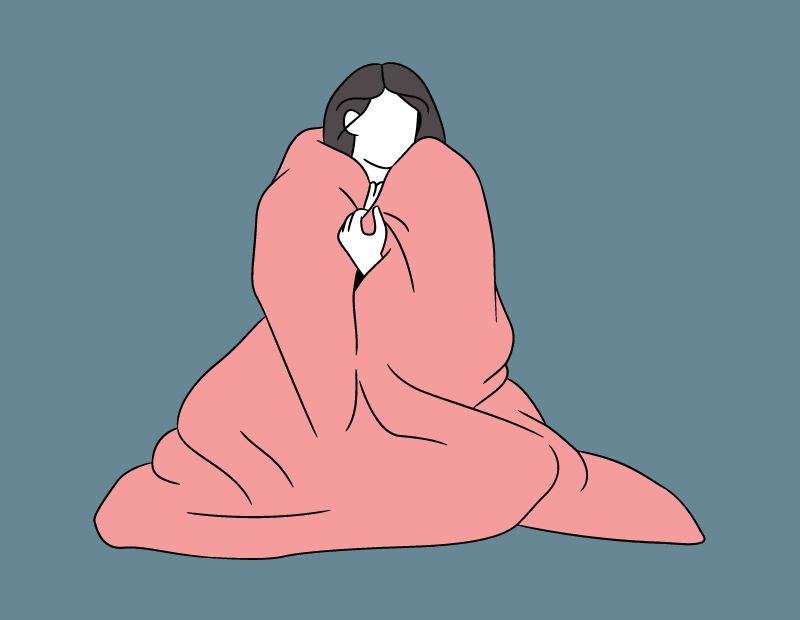 Person snuggled in a blanket