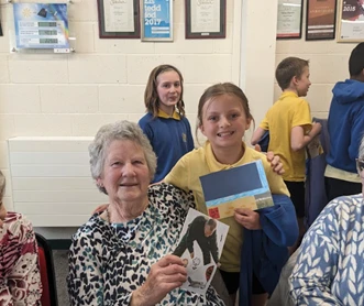 Fig 5. Collaging at BeNawnNi with Year 6.