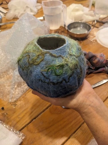Fig 6. Felted piece made during our workshop with Nicole.