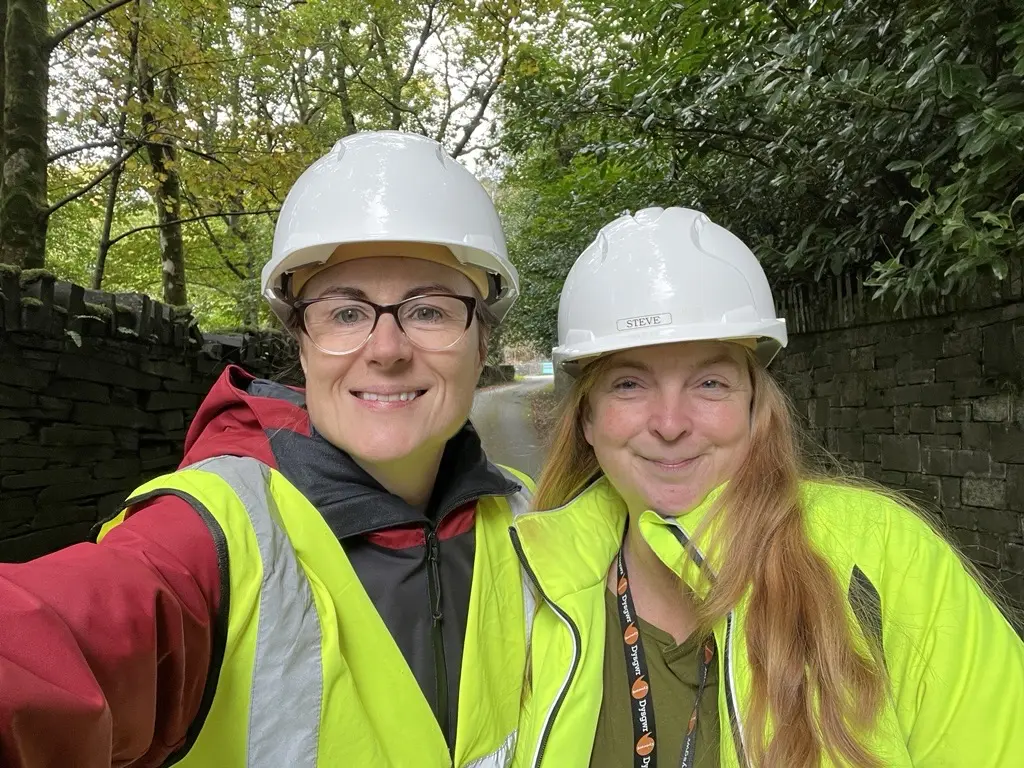 Two women in hard hats