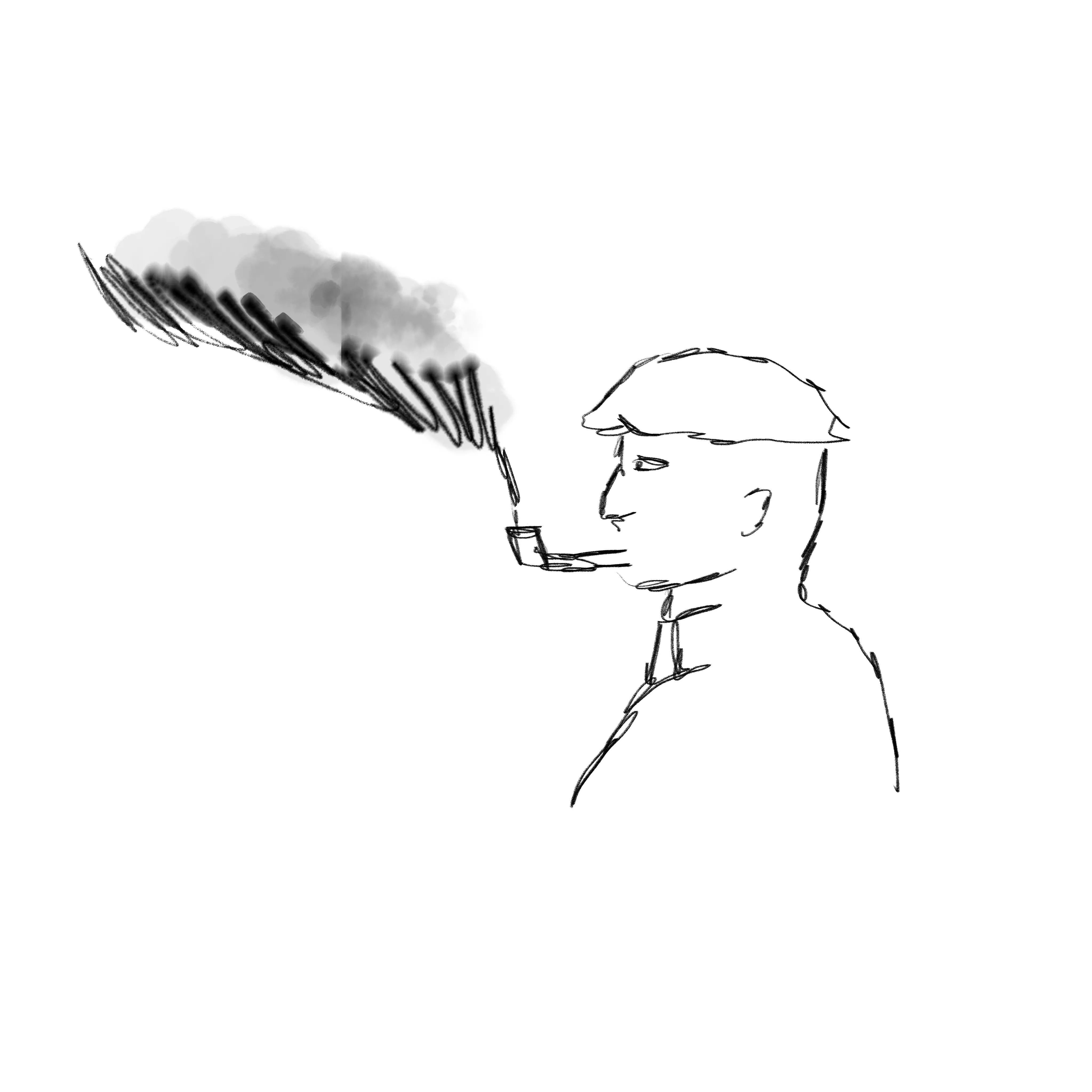 Digital graphic of a quarryman smoking a pipe, illustrated by Ffion Pritchard