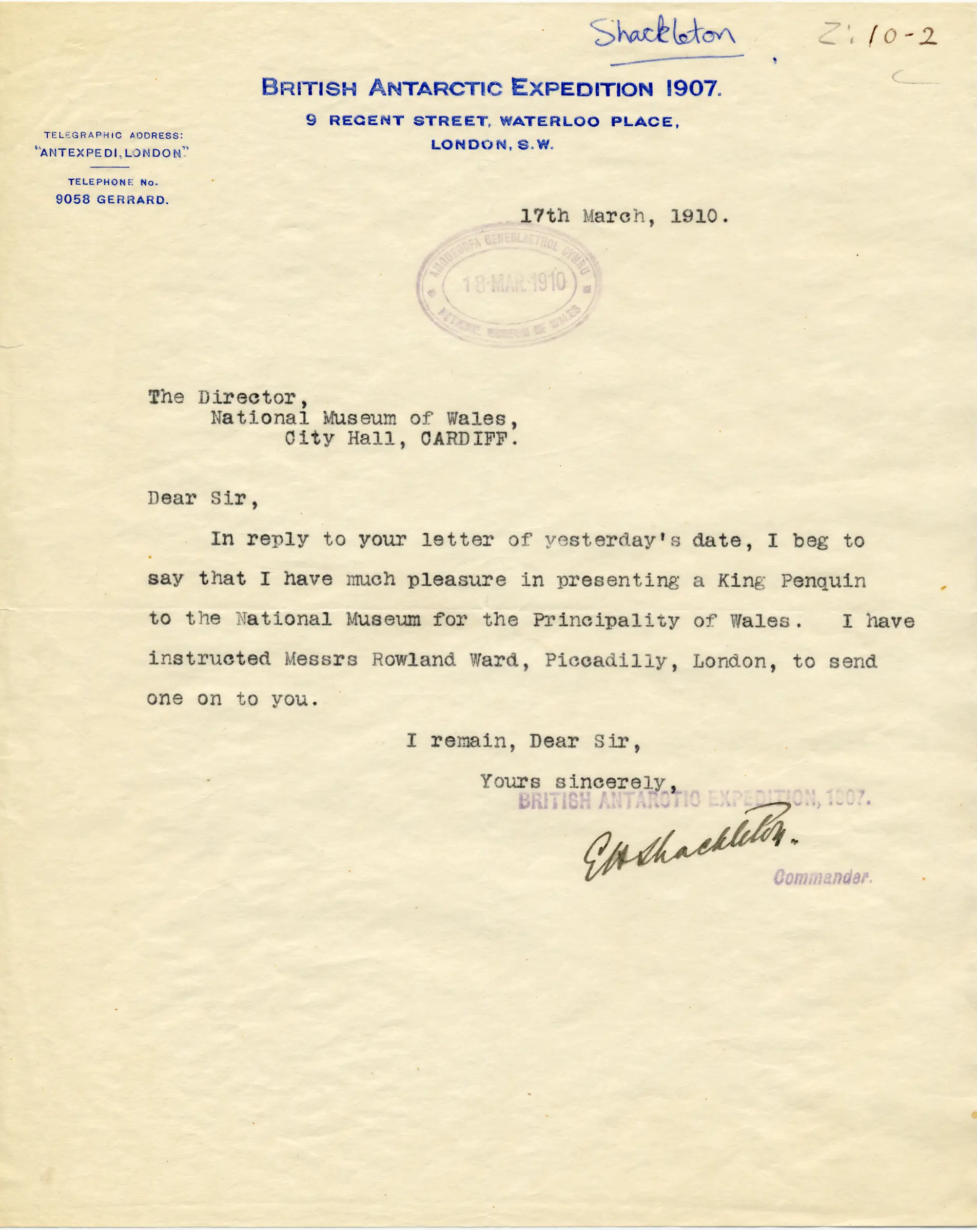 Shackleton's Letter