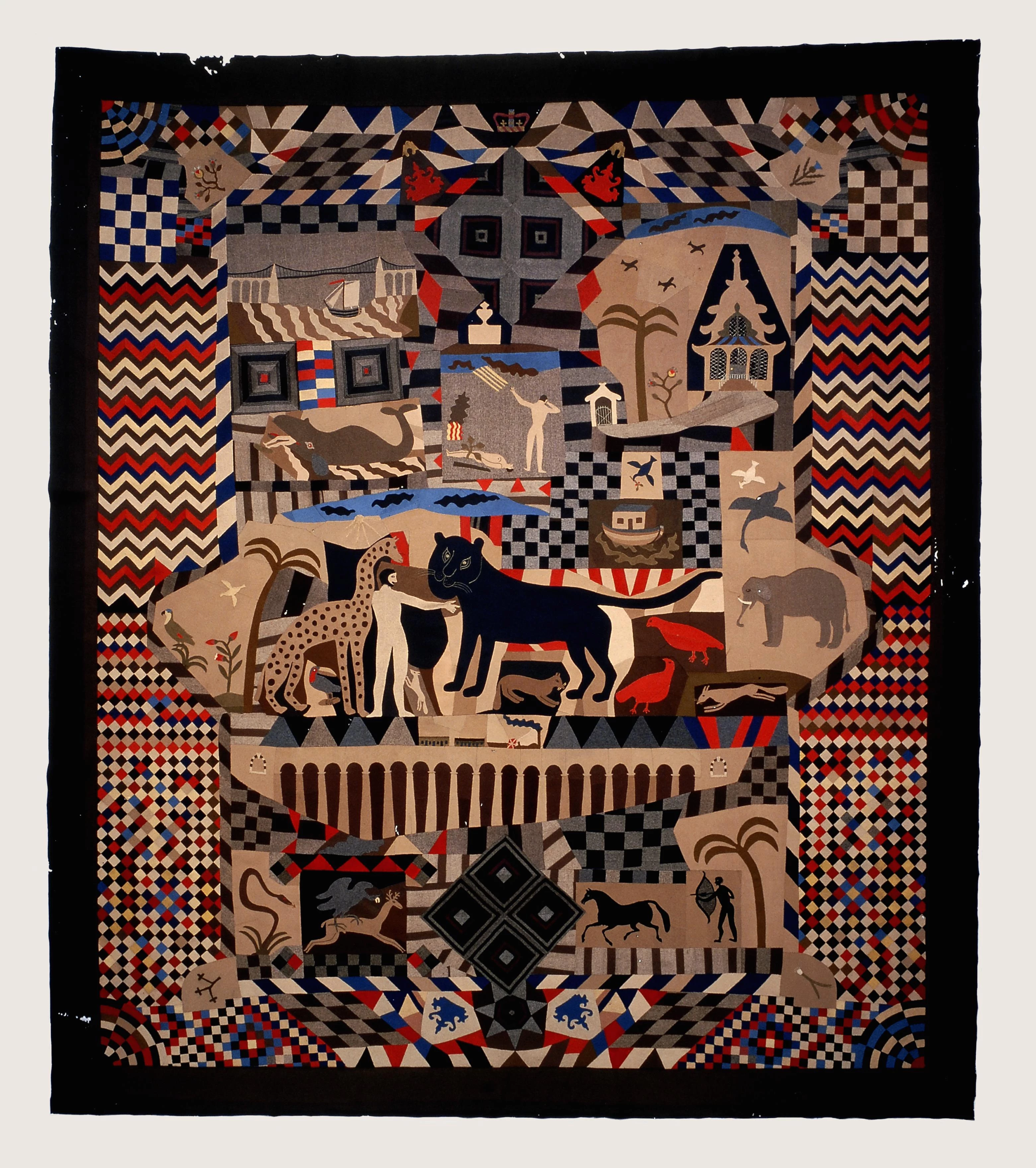 Patchwork bedcover made from 4,525 pieces of woollen cloth