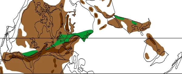 A map of the tropical lands about 300 million years ago