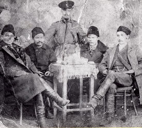 Henry Taylor of Blaenafon with workers at Hughesovka, 1890s.
