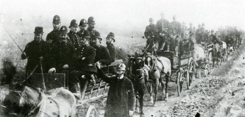 A convoy of policemen